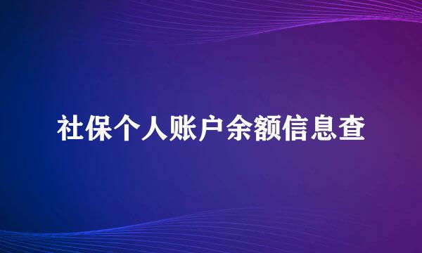 社保个人账户余额信息查