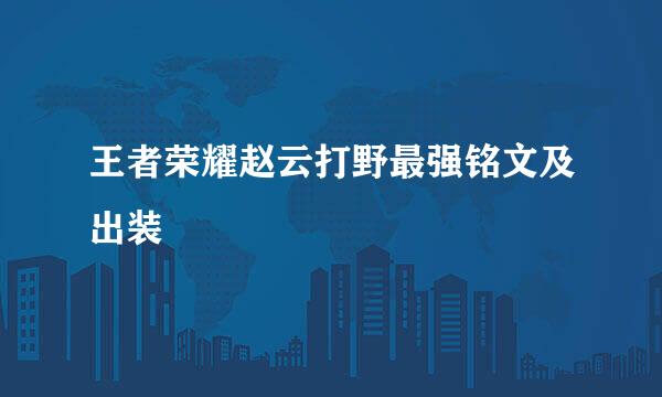 王者荣耀赵云打野最强铭文及出装