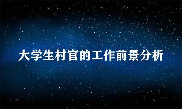 大学生村官的工作前景分析