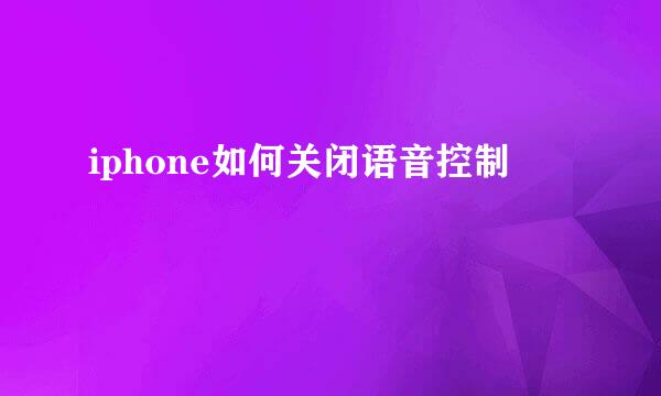 iphone如何关闭语音控制