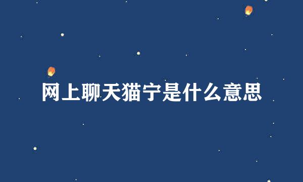 网上聊天猫宁是什么意思
