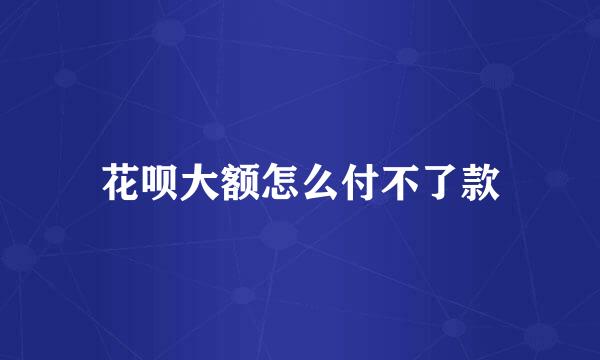 花呗大额怎么付不了款