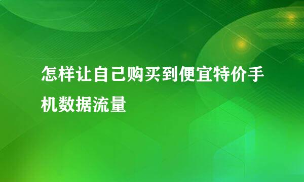 怎样让自己购买到便宜特价手机数据流量
