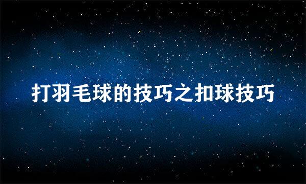 打羽毛球的技巧之扣球技巧