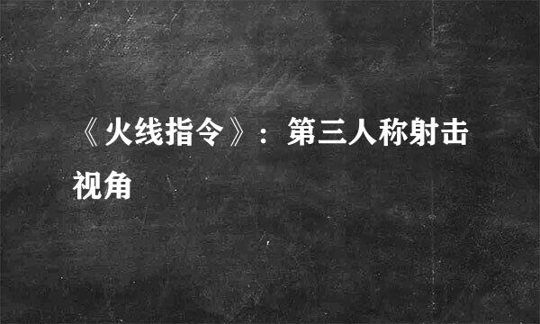 《火线指令》：第三人称射击视角