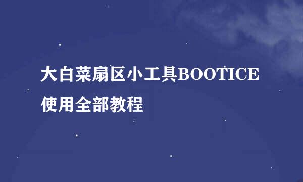 大白菜扇区小工具BOOTICE使用全部教程