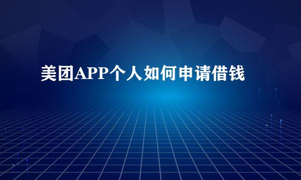 美团APP个人如何申请借钱