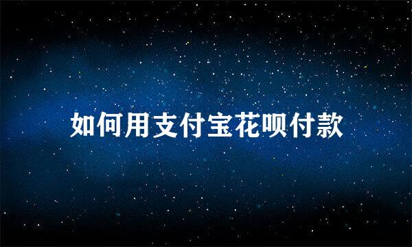 如何用支付宝花呗付款