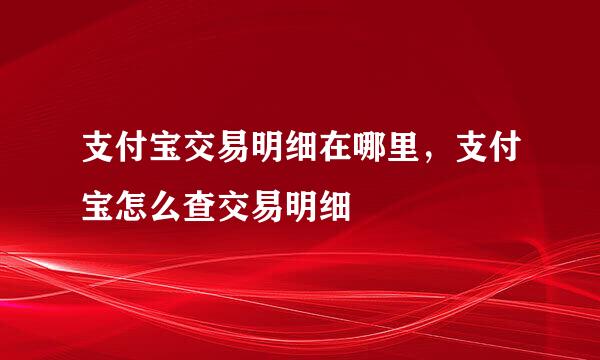 支付宝交易明细在哪里，支付宝怎么查交易明细