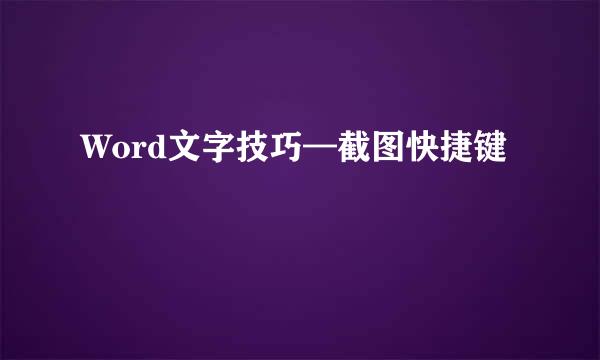 Word文字技巧—截图快捷键