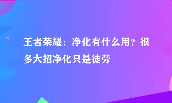 王者荣耀：净化有什么用？很多大招净化只是徒劳