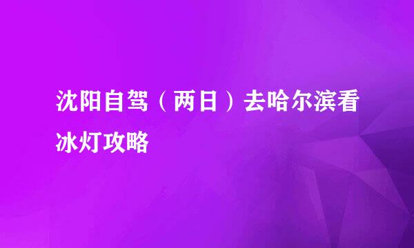 沈阳自驾（两日）去哈尔滨看冰灯攻略