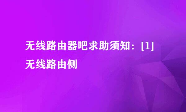 无线路由器吧求助须知：[1]无线路由侧