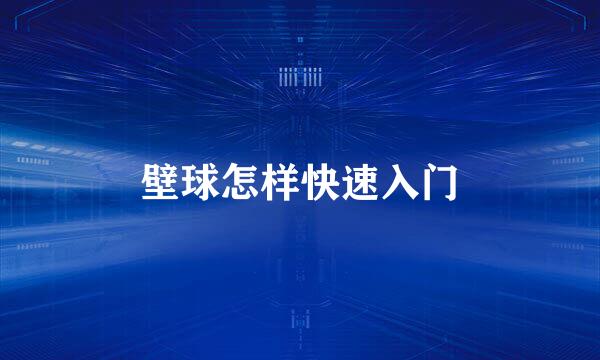 壁球怎样快速入门