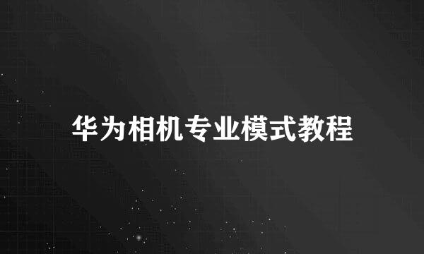 华为相机专业模式教程