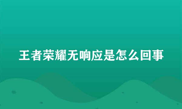 王者荣耀无响应是怎么回事