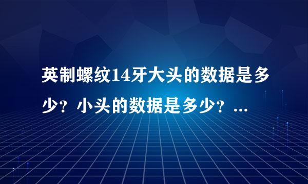 英制螺纹14牙大头的数据是多少？小头的数据是多少？长度是多少