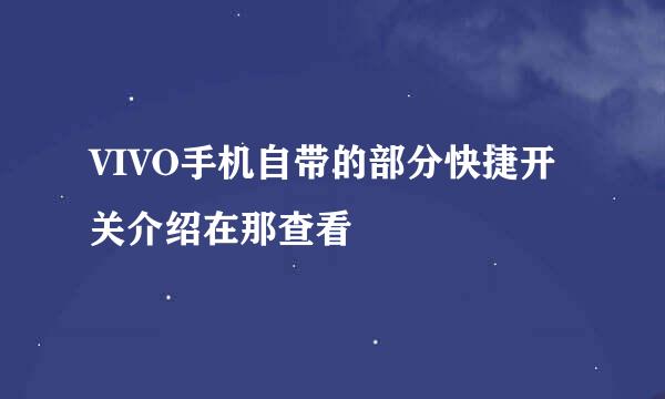 VIVO手机自带的部分快捷开关介绍在那查看