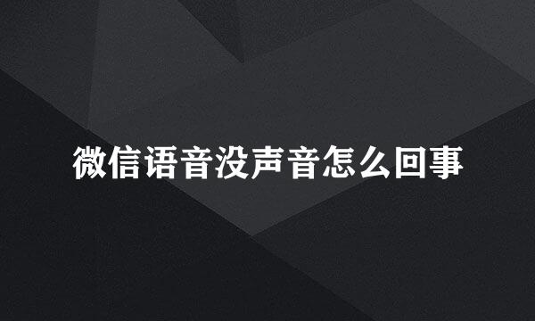 微信语音没声音怎么回事