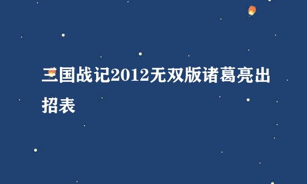 三国战记2012无双版诸葛亮出招表
