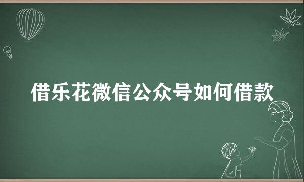 借乐花微信公众号如何借款