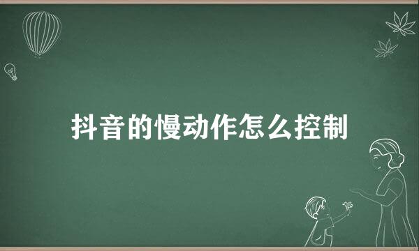 抖音的慢动作怎么控制