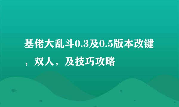基佬大乱斗0.3及0.5版本改键，双人，及技巧攻略