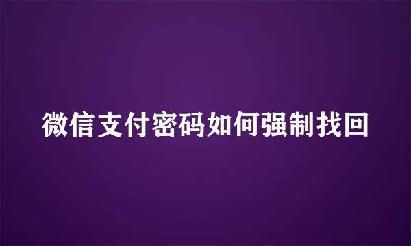 微信支付密码如何强制找回