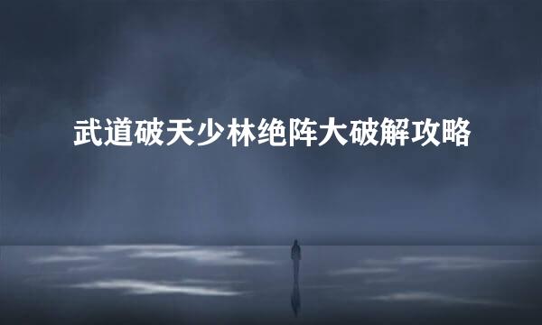 武道破天少林绝阵大破解攻略