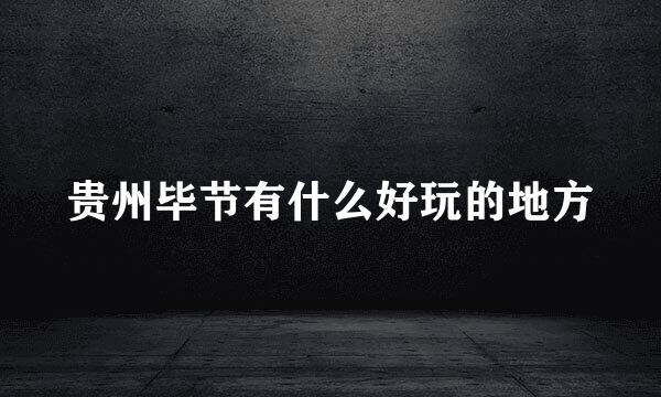 贵州毕节有什么好玩的地方