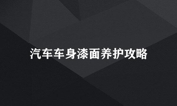 汽车车身漆面养护攻略