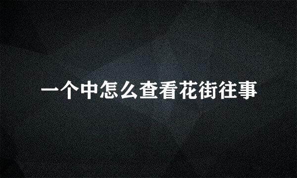 一个中怎么查看花街往事