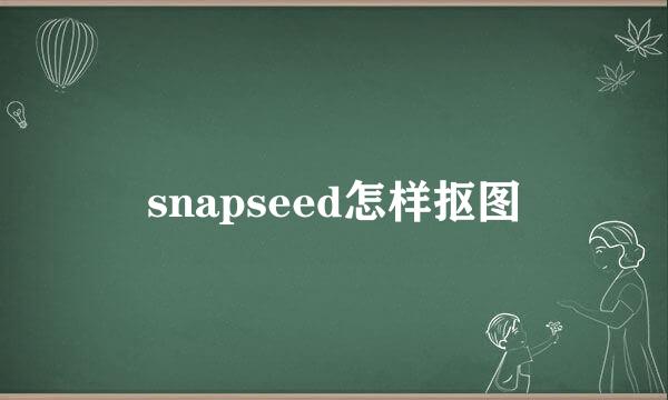 snapseed怎样抠图