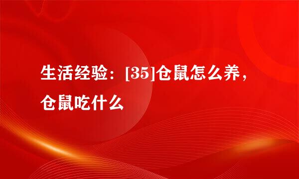 生活经验：[35]仓鼠怎么养，仓鼠吃什么