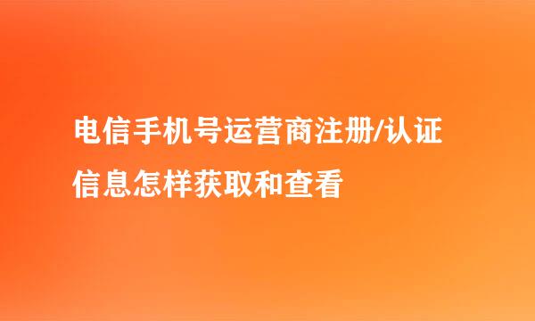电信手机号运营商注册/认证信息怎样获取和查看