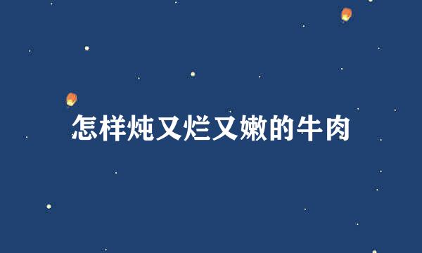 怎样炖又烂又嫩的牛肉