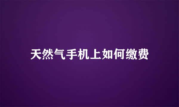 天然气手机上如何缴费