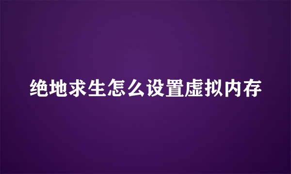 绝地求生怎么设置虚拟内存