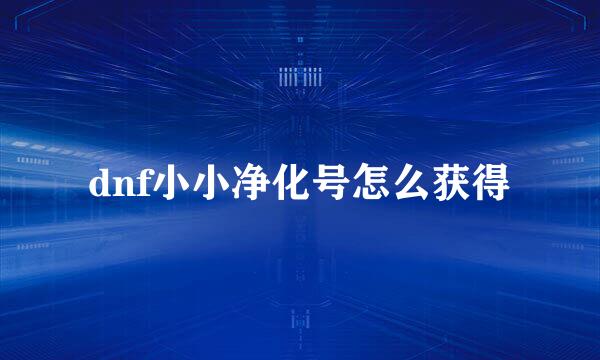 dnf小小净化号怎么获得