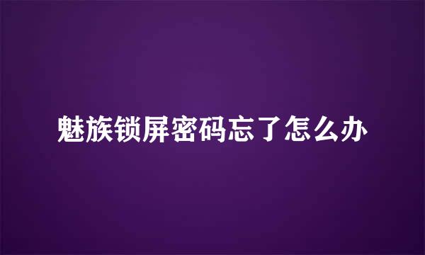 魅族锁屏密码忘了怎么办