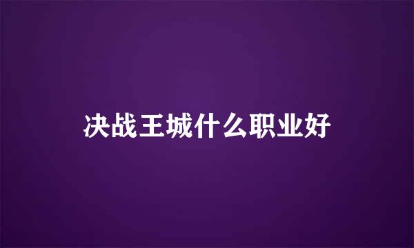 决战王城什么职业好