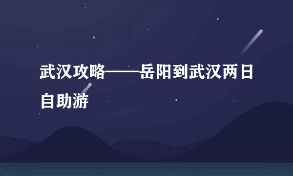 武汉攻略——岳阳到武汉两日自助游