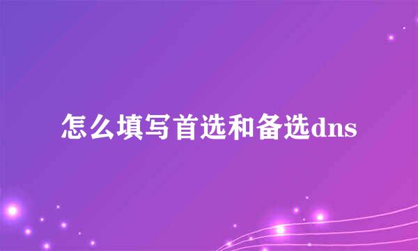 怎么填写首选和备选dns