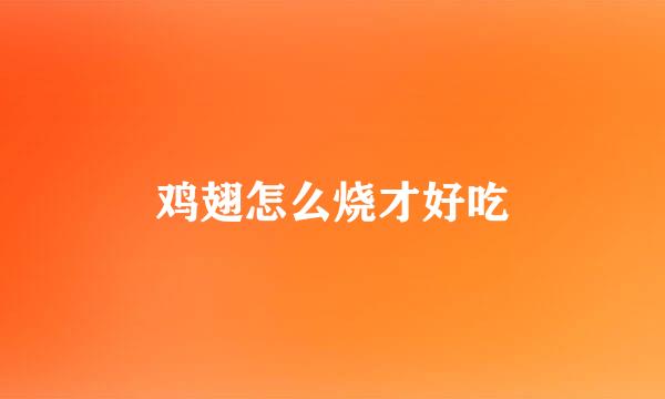 鸡翅怎么烧才好吃