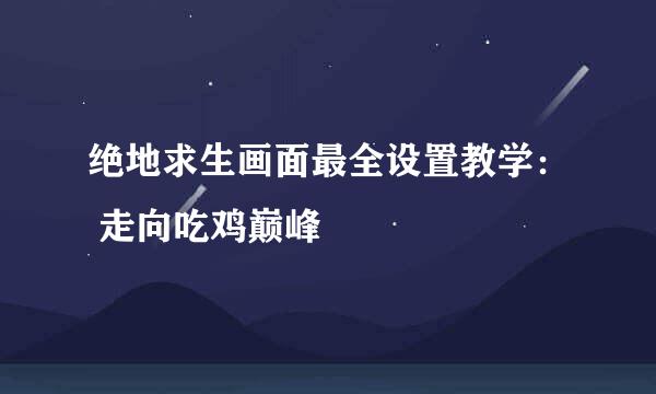 绝地求生画面最全设置教学： 走向吃鸡巅峰