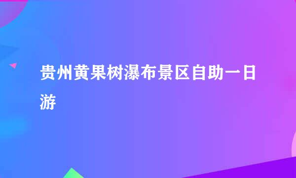 贵州黄果树瀑布景区自助一日游