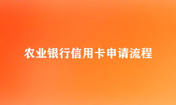 农业银行信用卡申请流程