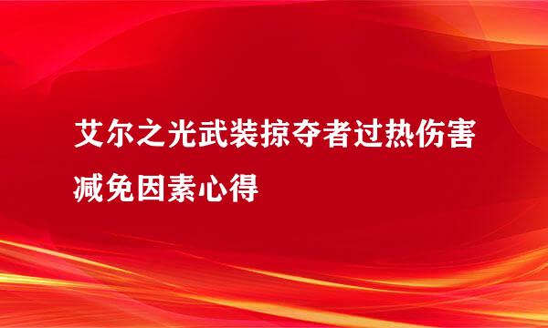 艾尔之光武装掠夺者过热伤害减免因素心得