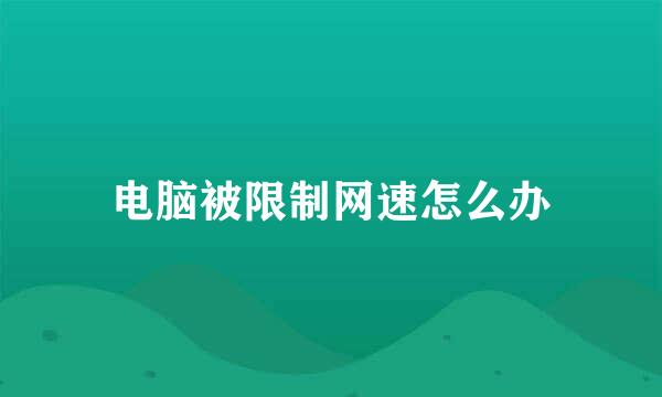 电脑被限制网速怎么办