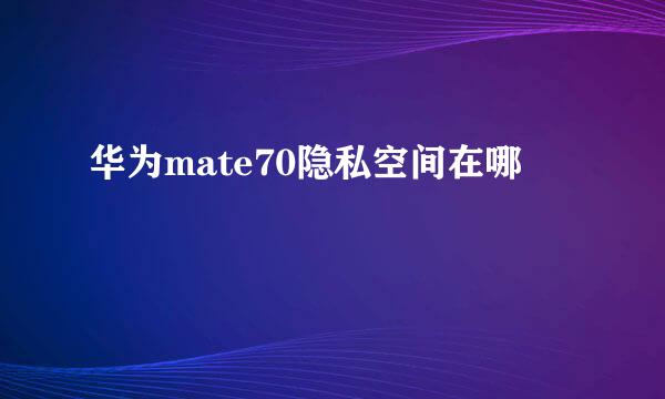 华为mate70隐私空间在哪